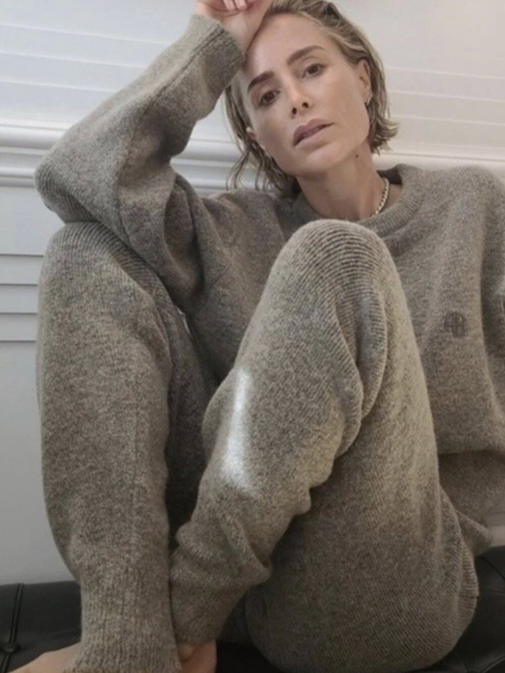 Anine Bing Saylor Knit Joggers Brown Cozy Lounge Pockets Womens Size Small - Picture 2 of 10